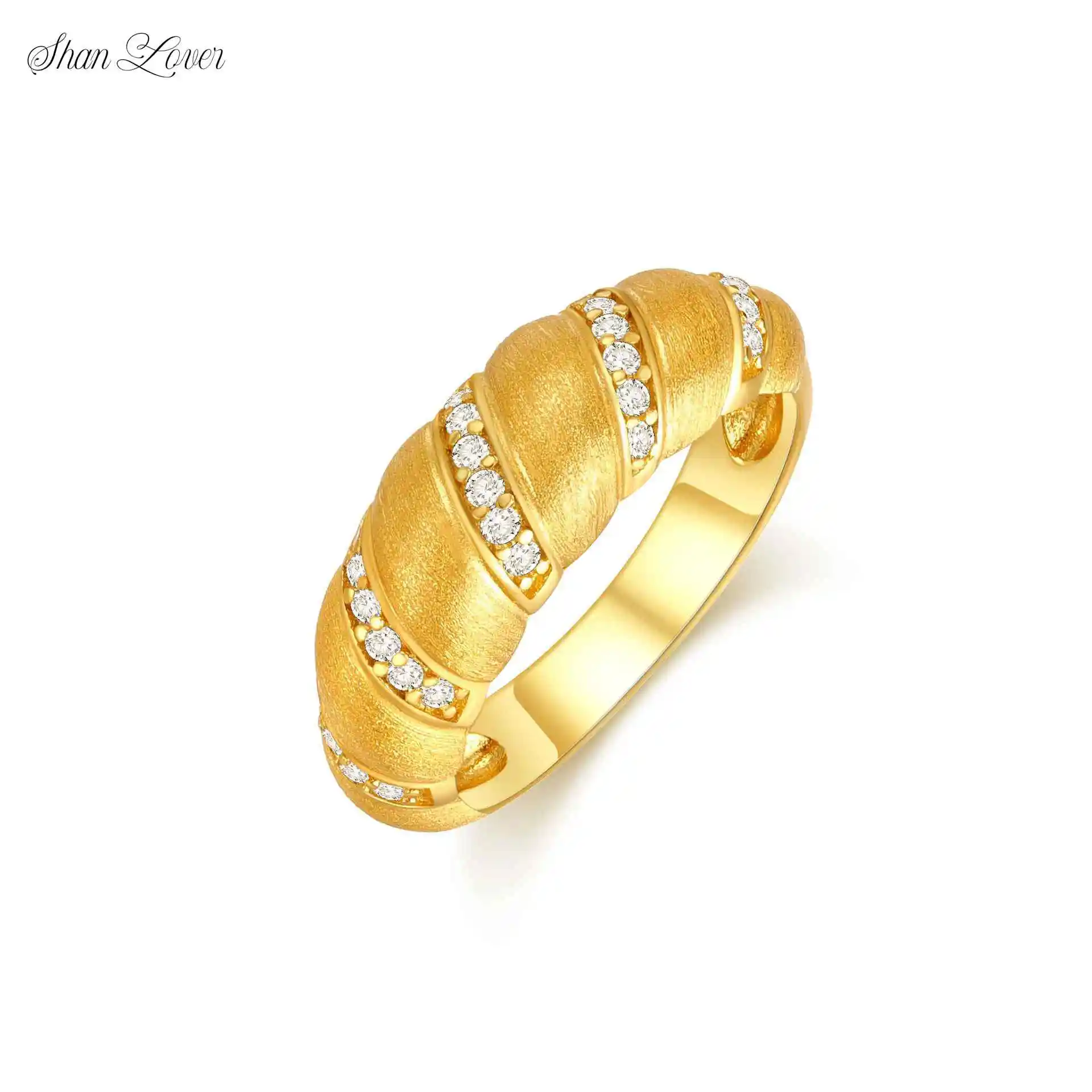 

ShanLover Brand Luxury Design Woman Girl 18k Gold Plating Ring 7A Zircon Gemstones S925 925 Sterling Silver Ring 18kgp Jewelry