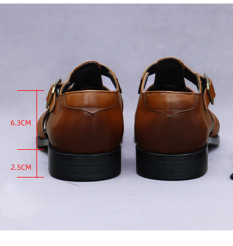 Roman Style Retro Leather Sandals Men's Top Layer Cowhide Summer Genuine Leather Sandals and Slippers Buckle Outer Beach Shoes