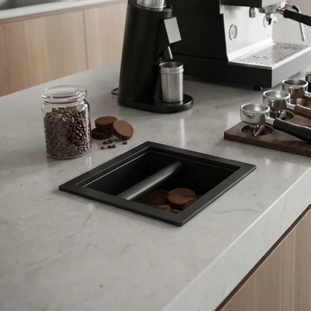 Coffee Grounds Bin Compatible with Most For Knock Boxes Non-slip Rubber Construction 18x16.5x18.2cm Easy to Maintain