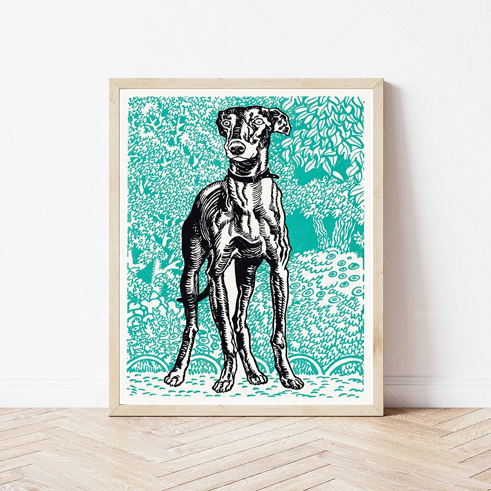 Greyhound, Russian Wolfhound, Great Dane, Newfoundland, Gordon Setter, Irish Setter, English Setter, Bulldog animal poster art