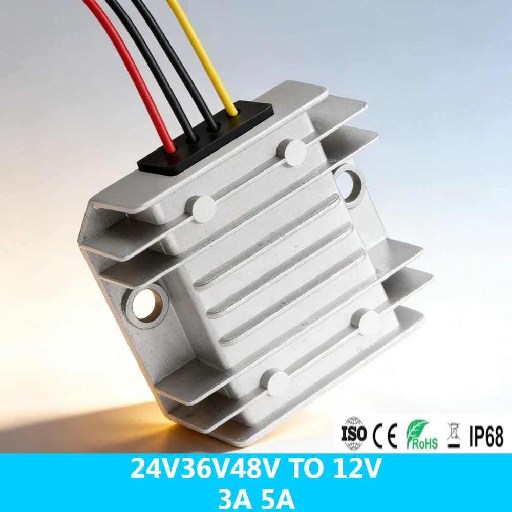 

36V 48V Step Down to DC 12V 5A 60W DC/DC Converter Regulator Reducer Golf Cart Waterproof Power Supply Transformer Volt Module