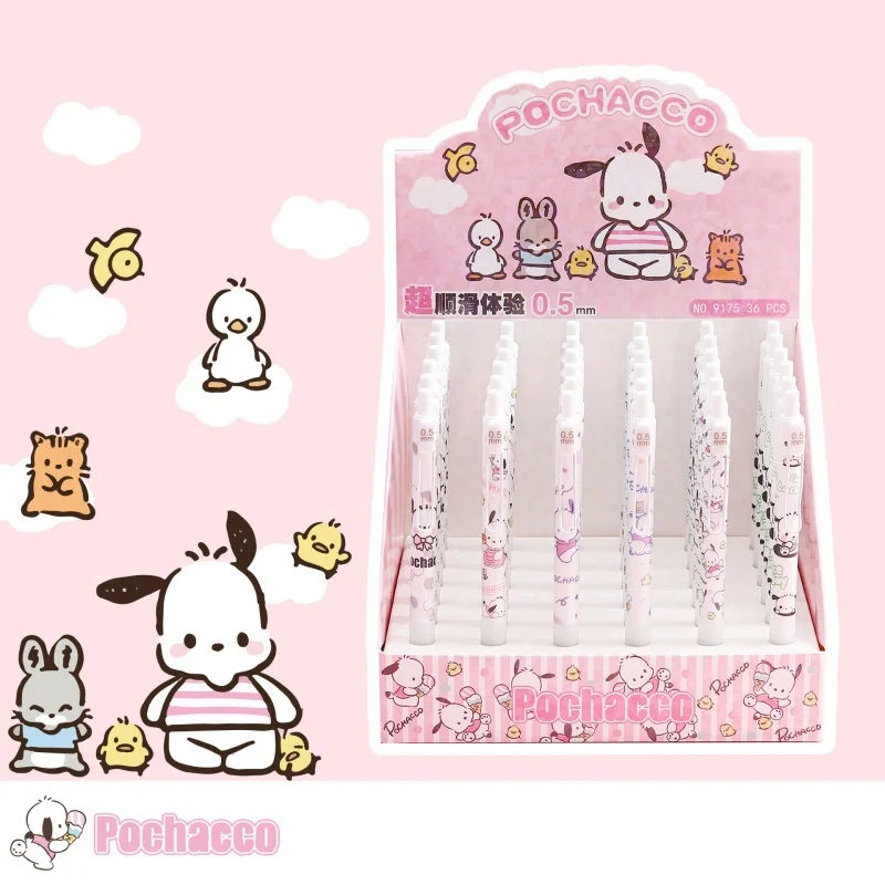 

36 шт./лот Kawaii Sanrio Pochacco пресс гелевая ручка милые 0,5 мм черные чернила пресс ручки для подписи рекламный подарок школьные принадлежности