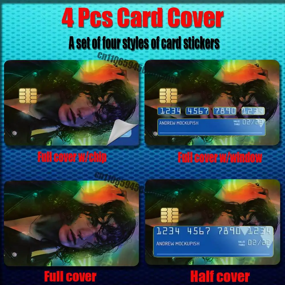 For Conan Gray Wishbone Credit Bank Sticker ID Access Card Cover Skin Rainbow Color Laser Stickers Film