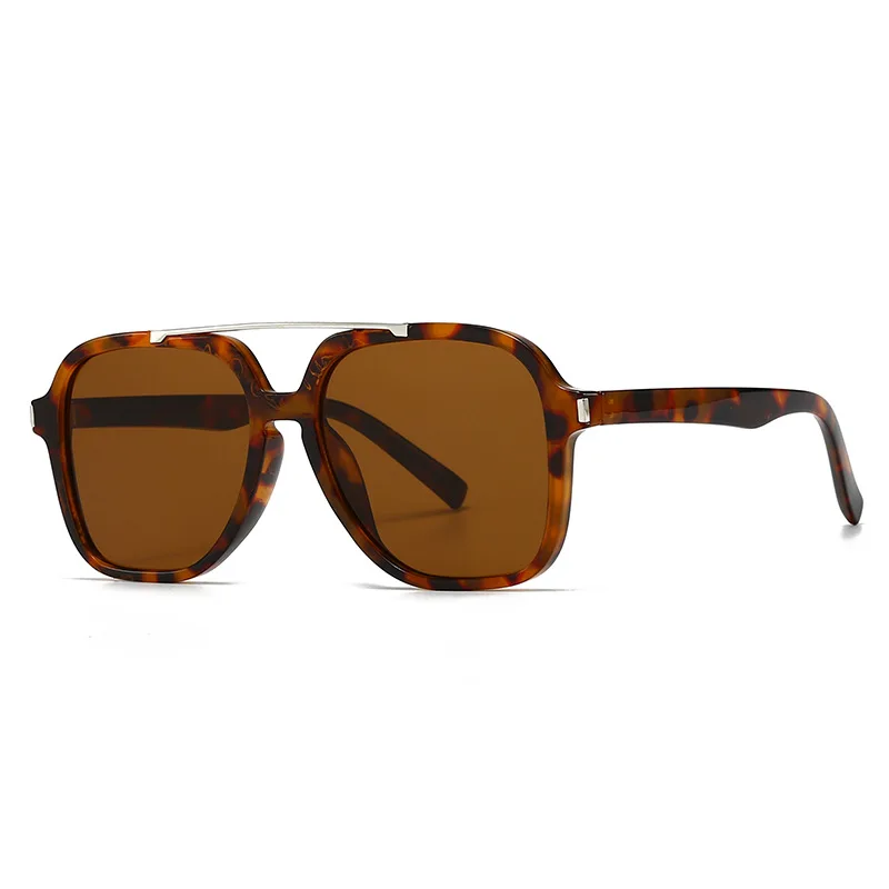 

New Retro Double Beam Tortoise Shell Square Women Sunglasses 2025 Luxury Brand Design Trendy Casual Men Sun Glasses UV400