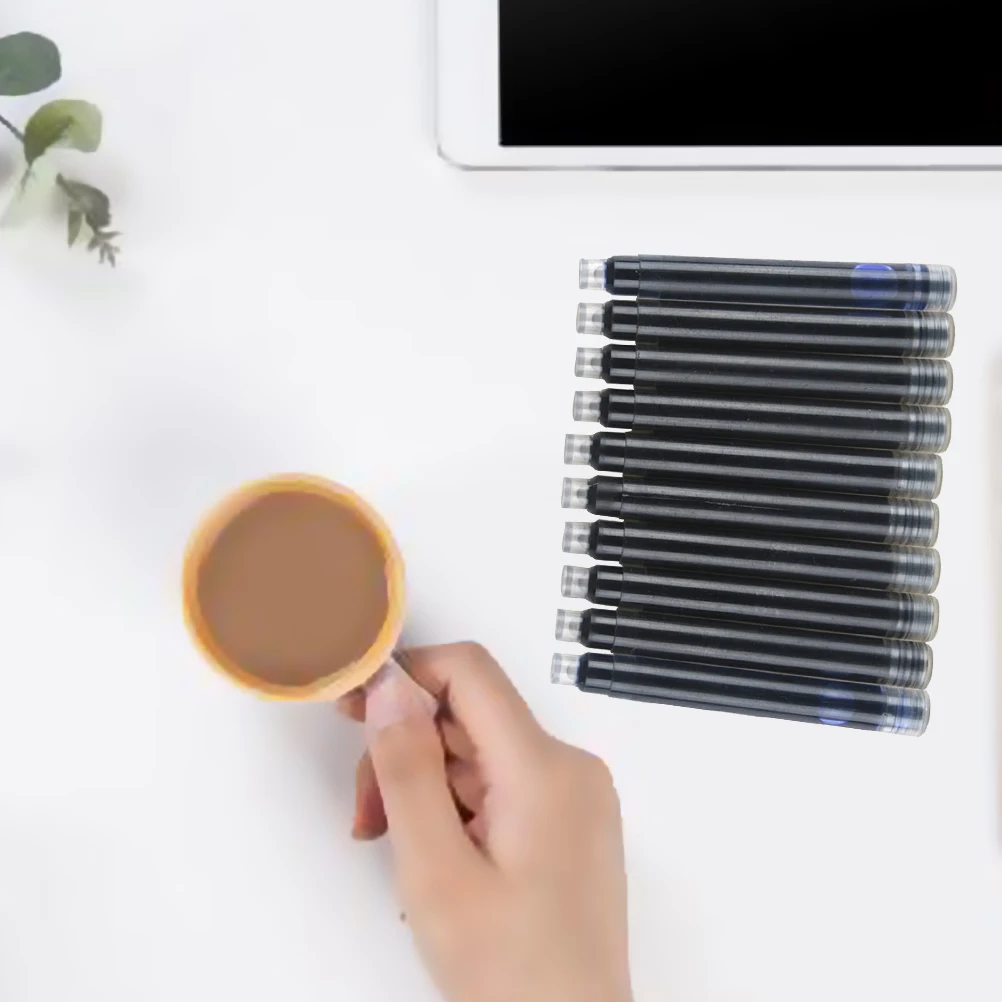 10pcs Fountain Pen Ink Refills Black Blue Disposable Cartridge Universal Smooth Writing Non Toxic 5 2x0 5x0 5cm
