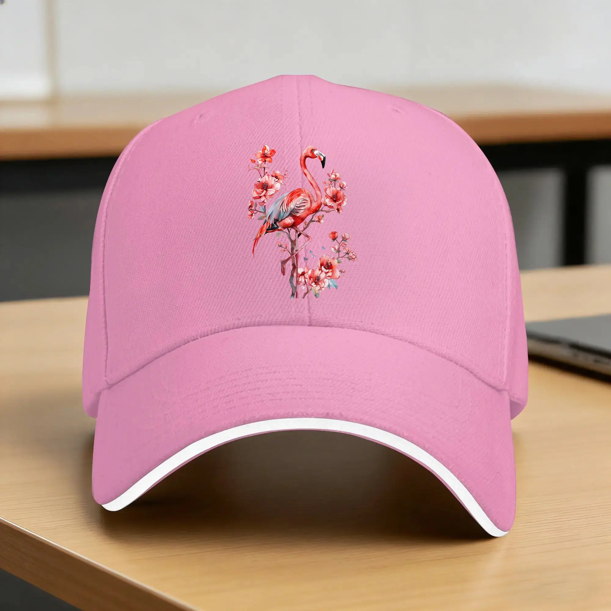 Flamingo Bird Floral Flamingo Lover Motif Nature Artwork Casual Baseball Cap  Hunting Camping Trucker Hat Summer Baseball Caps