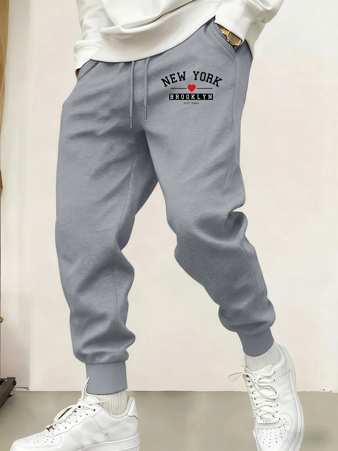 

New York Brooklyn City Vibes Printed Man Sweatpants Fashion Britches Trendy Street Long Pants Casual Hip Hop All-Match Trousers