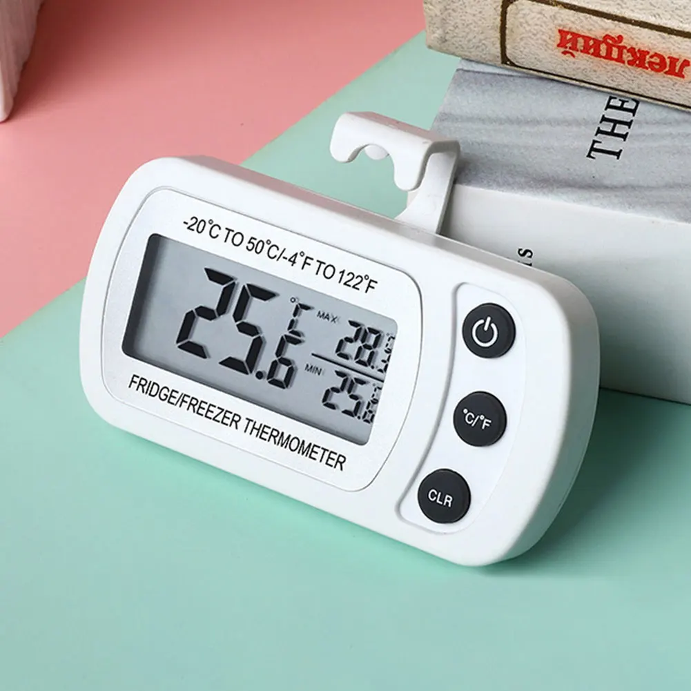 Digital Fridge Thermometer Max/Min Record Waterproof Mini Thermometer Large LCD Magnetic Back& Hook for Kitchen Home Restaurant