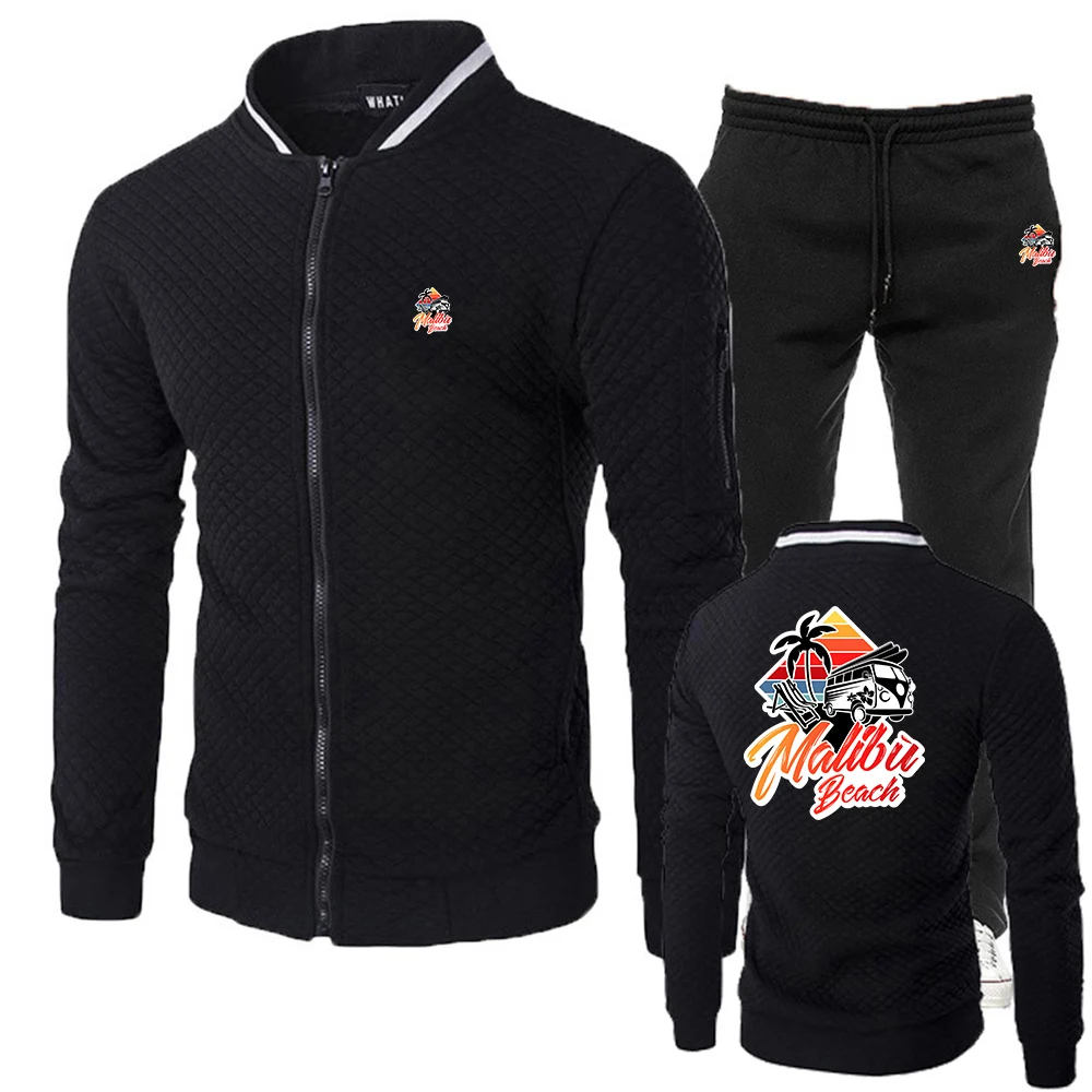 

Understated Luxury Round Neck Slim Zipper Cardigan Hoodies Malibu Beach Washed Premium Fabric Skin-Friendly Pants Suits