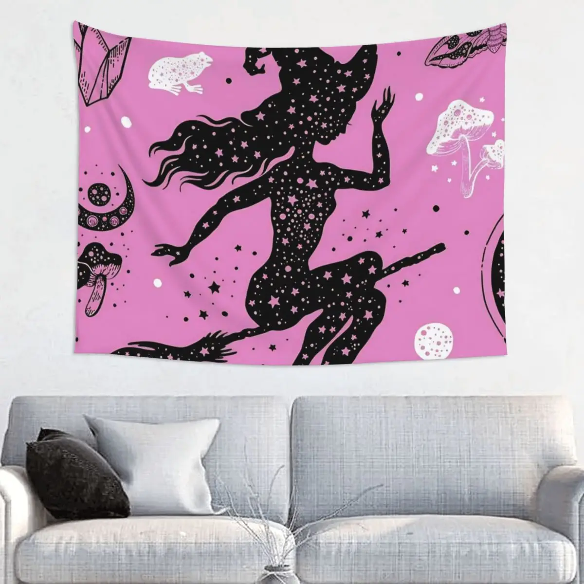 Halloween Gothcore Tapestry Wall Hanging Hippie Polyester Wall Tapestry Witchy Cross Art Decoration Dorm Decor Wall Cloth
