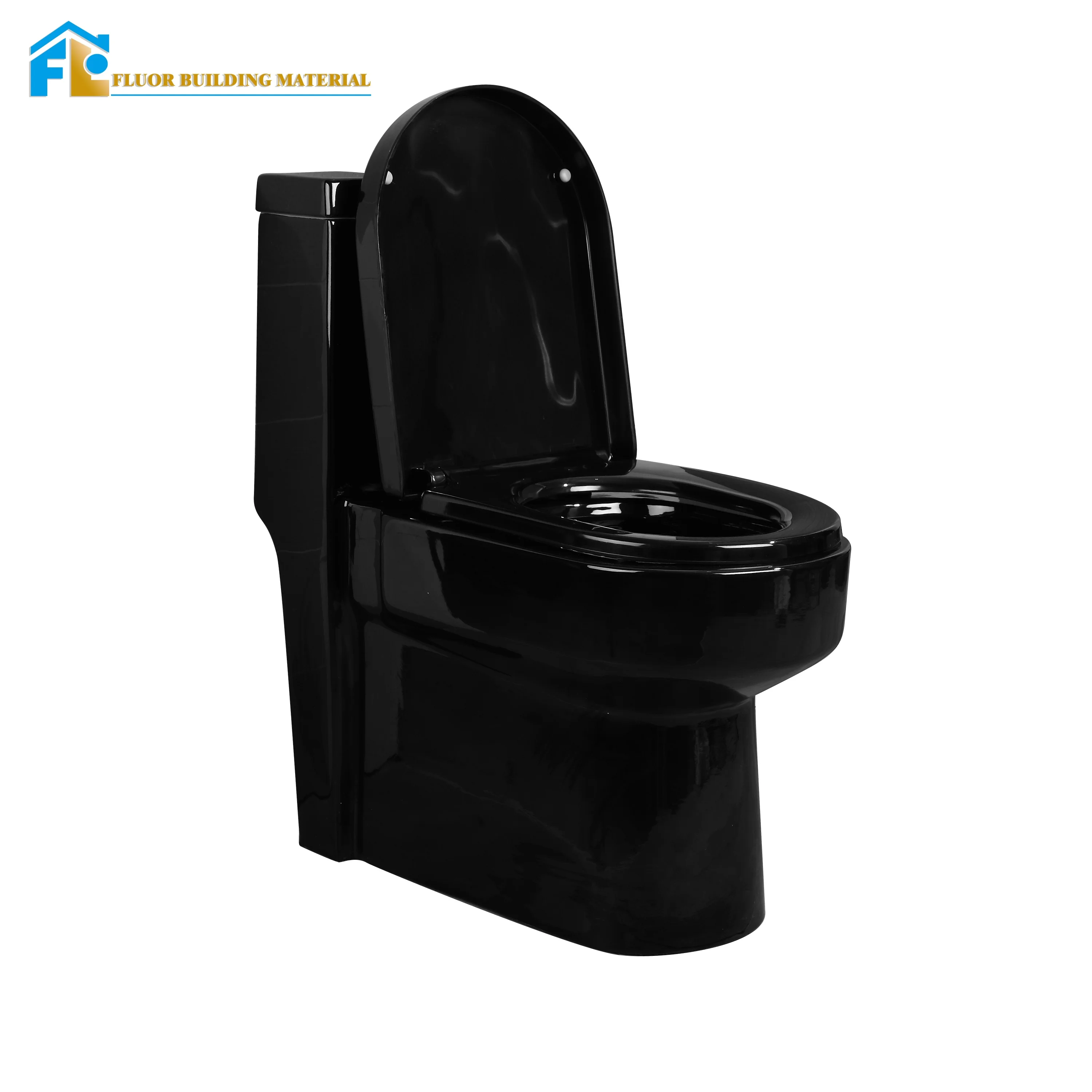 Toilet,FLUOR Dual Flush One-piece Black Ceramic Toilet With Siphonic S-Trap Portable Dual Flush Design