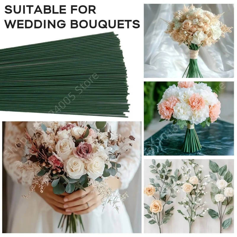 5–50 Stück 2 mm grüne Blumendrahtschäfte für Floristen-Blumenarrangements, 30/40 cm, DIY, Hochzeit, handgefertigtes Material, Dekor-Accessoires – Detail 6