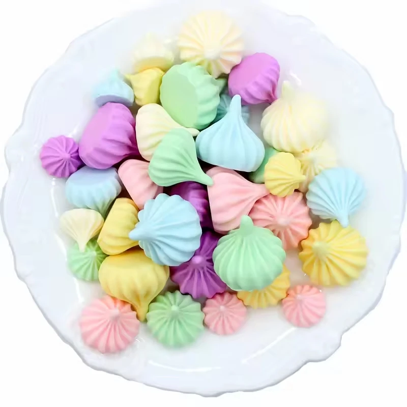 Mini simulación de azúcar de meringa mixta, modelo de caramelo falso, crema Artificial, accesorios de fotografía, adornos de postre para fiesta DIY, 6 unidades por lote