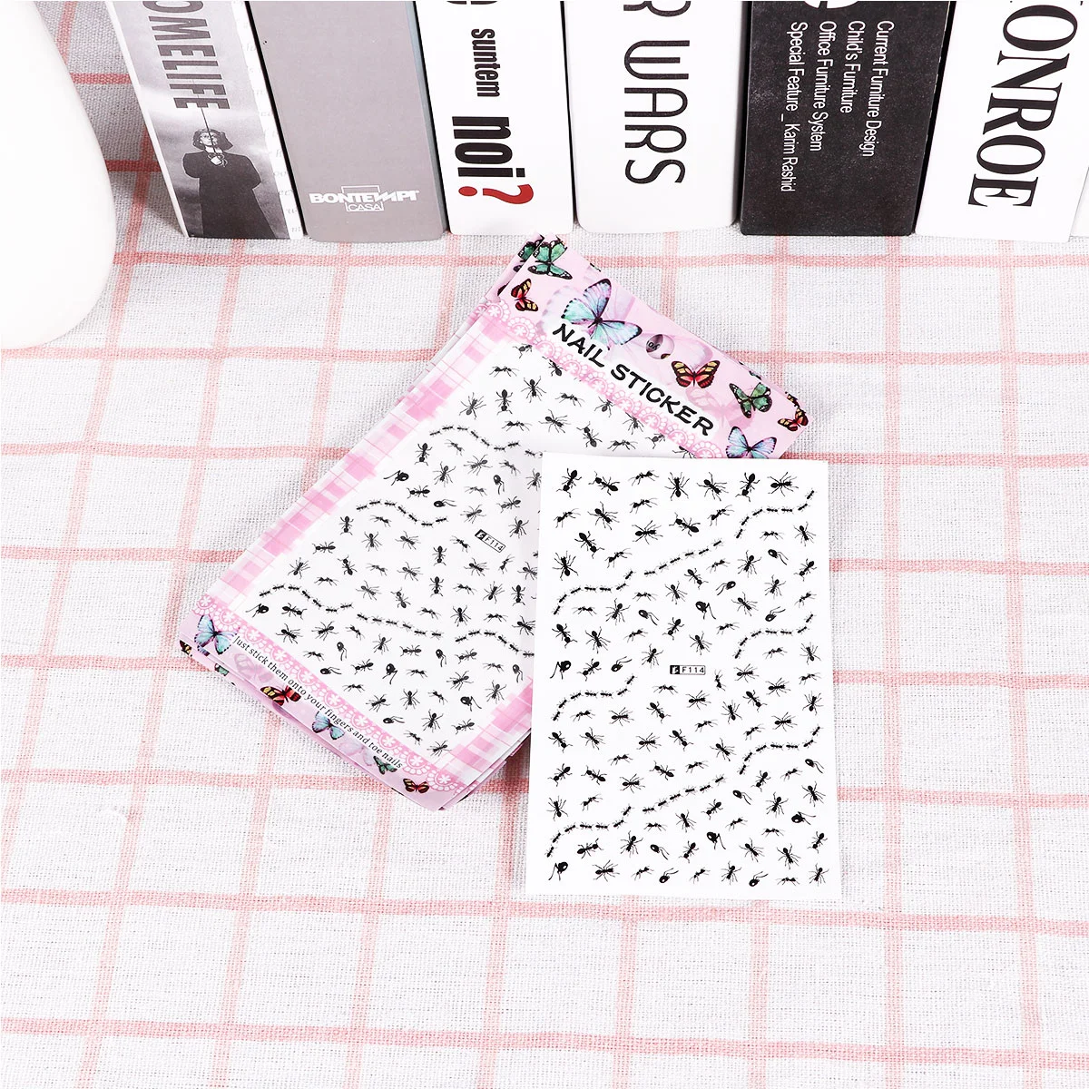 

4 Sheets DIY Nail Stickers Ant Nail Pastes Nail Tip Decals Delicate Manicure Decoration for Women Girls