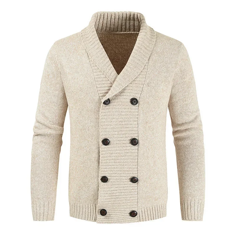 Cardigan à Capuche pour Homme, Coupe Cintrée, Chaud, Décontracté, Col Châle, Veste à Double Boutonnage, Collection Automne