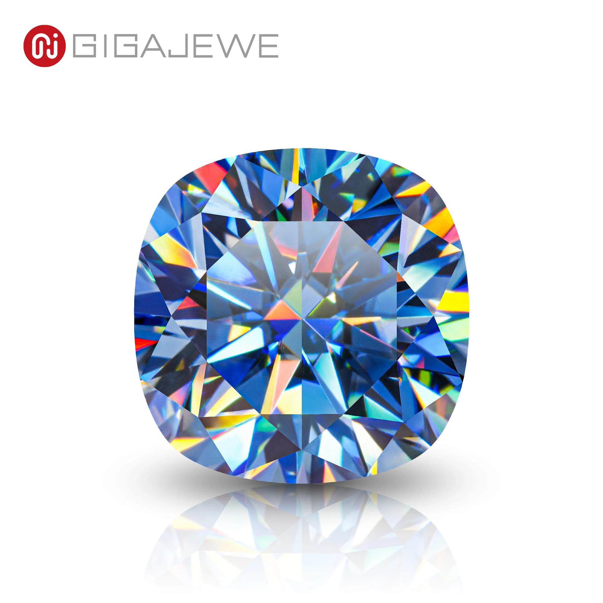 GIGAJEWE Blue Color Cushion Moissanite Customized VVS1 Natural Growth Loose Diamond Test Passed Gemstone For Jewelry Making