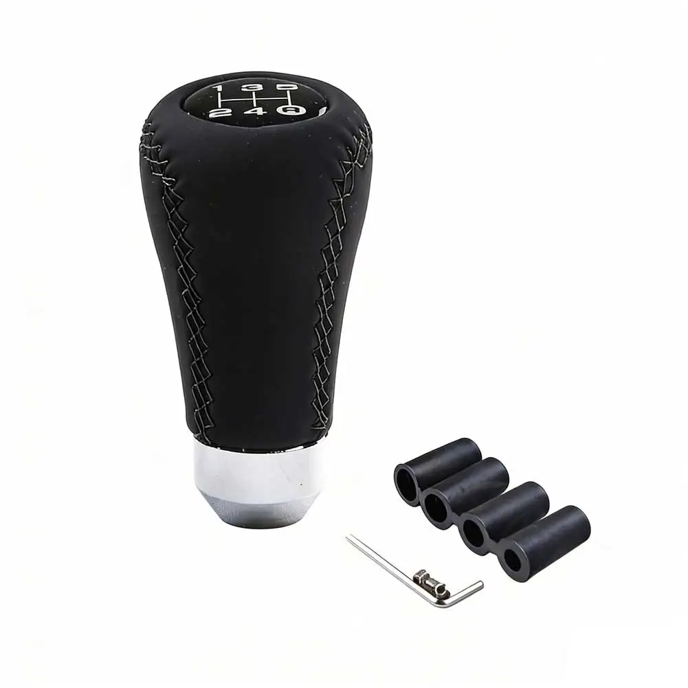 5 Speed Leather Shift Knob 4 Adapters 8/10/11/12mm For Manual Transmission Cars Automobiles Gear Shift Knob Lever Replacement