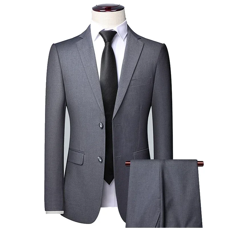 Men Suits Blazers 3 Pieces Elegant 2 Sets Luxury Wedding Business Vest Pants Blue Coats 2022 Formal Jackets Korean