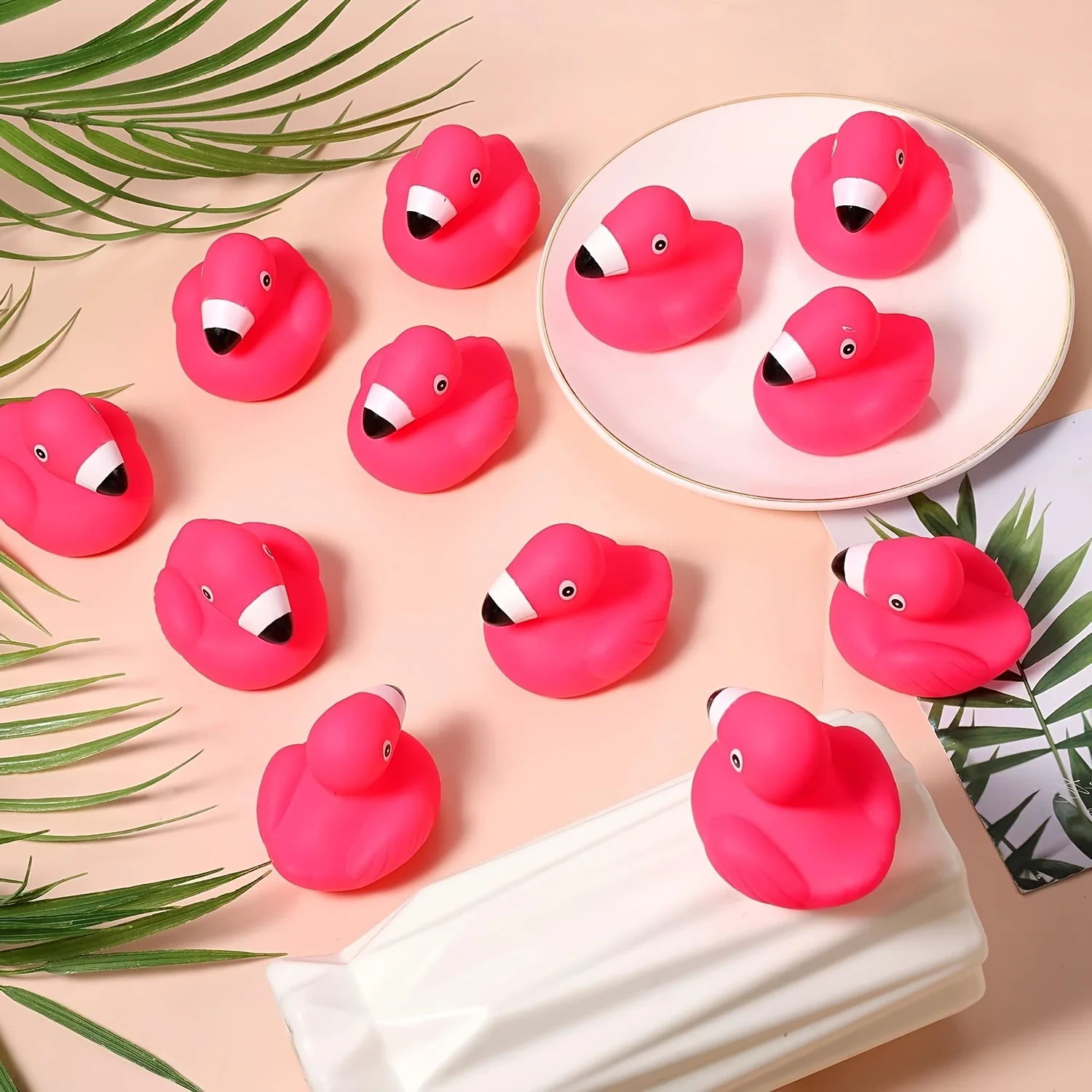 50 Stuks Roze Flamingo Rubber Eendjes Bulk Flamingo 'S Bad Speelgoed Drijvend Piepen Flamingo Speelgoed Vakantie Rubber Eenden Voor Douchefeest