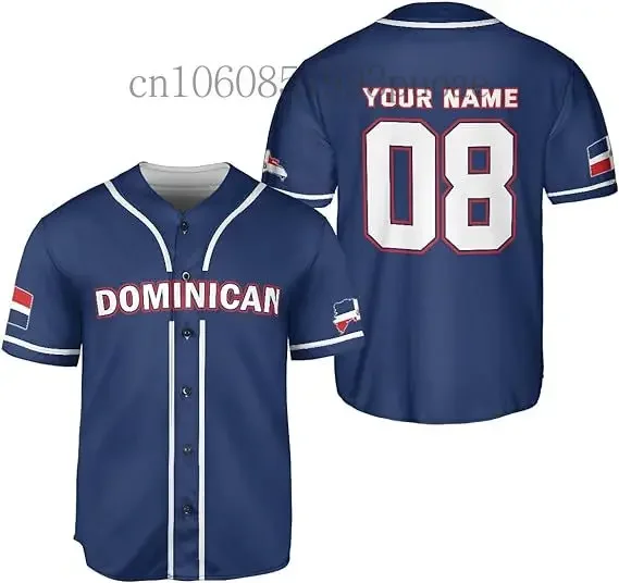 2024 World Dominican Republic Baseball Jersey3D Print Mesh Fiber Baseball Shirt Free Customized Name Men\'s and Women\'s Shirts