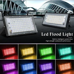 Luz de inundación RGB para exteriores, reflector de 100W, 200W, 300W, IP65, impermeable, LED, CA 220V, con Control remoto y enchufe europeo