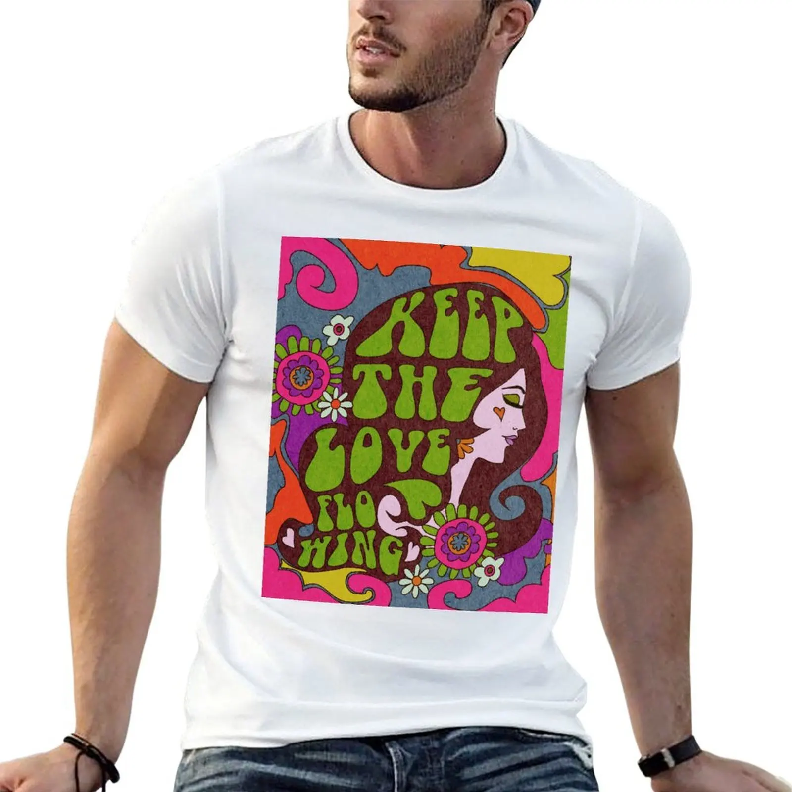KEEP THE LOVE FLOWING T-Shirt summer tops Man t-shirt t shirts for men cotton