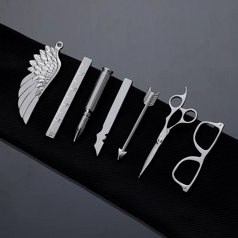 Dress men's tie clip personalized business tie buckle men's and women's collar clip professional feather glasses tie accessories