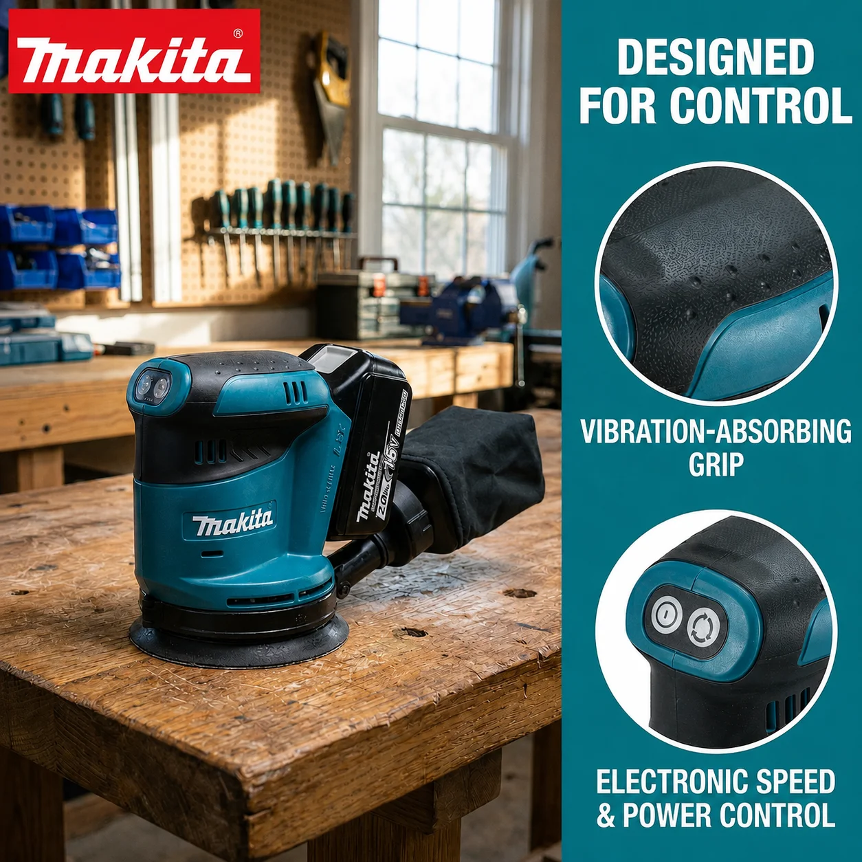 makita-dbo180z-18v-brushless-cordless-125mm-disc-sander-random-orbital-woodworking-sanding-putty-polishing-bare-tool-2026-model