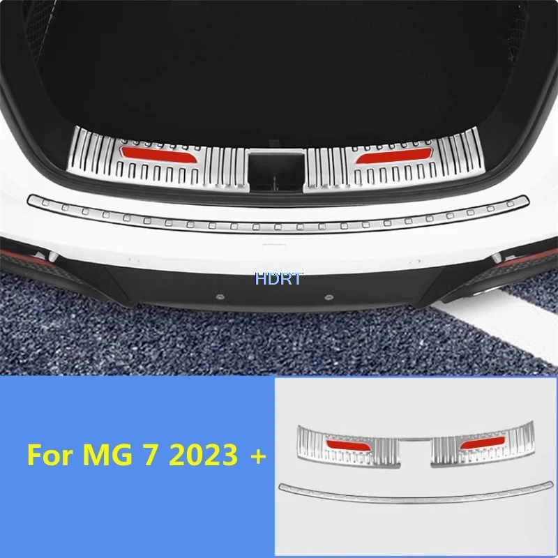 Car Styling Bumper Tail Door Rear Trunk Guard Cover Boot Plate Trim Protector Decoration Accessories Sticker For MG 7 MG7 2023 +