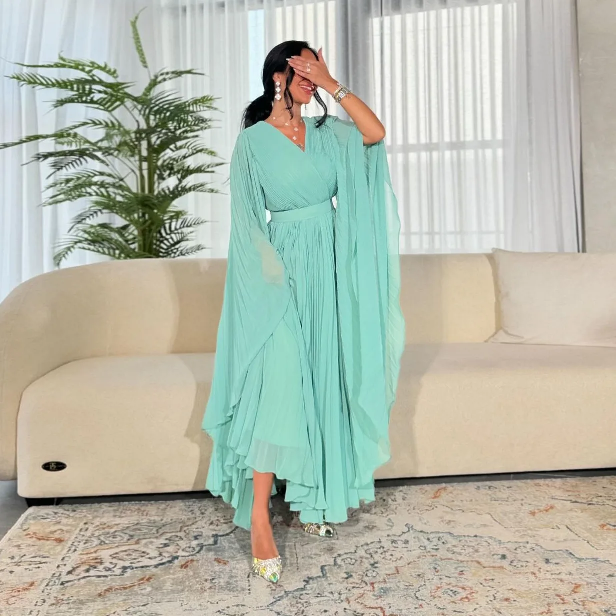 MQ157 Muslimische Mode Dubai Elegantes Langes Kleid Big Swing Chiffon Gefaltet Einfarbig Robe