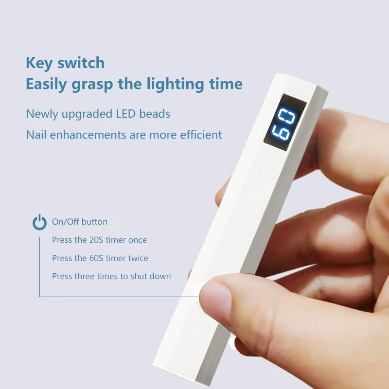 Portable Mini Handheld Nail Lamp Screen Display Quick Dry Gel Polish Nail Home Salon Manicure Tools Uv Nails Light