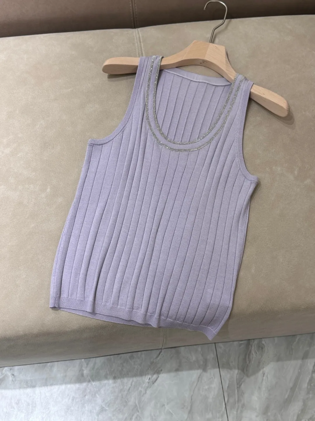 Casual silk wool solid color knitted round neckline top
