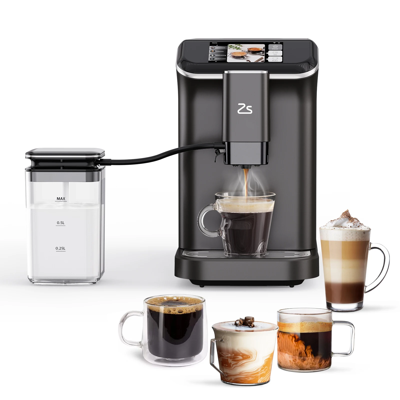 Automatic Espresso Machine, Barista Espresso Maker with Automatic Milk Frother and Container for Latte, One-Touch Control