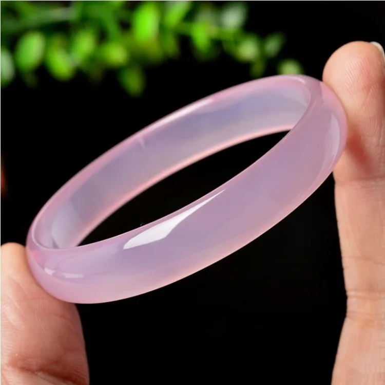 Natural Agate Pink Chalcedony Bracelet Women's Simple Joker Bracelet Fashion Jewelry