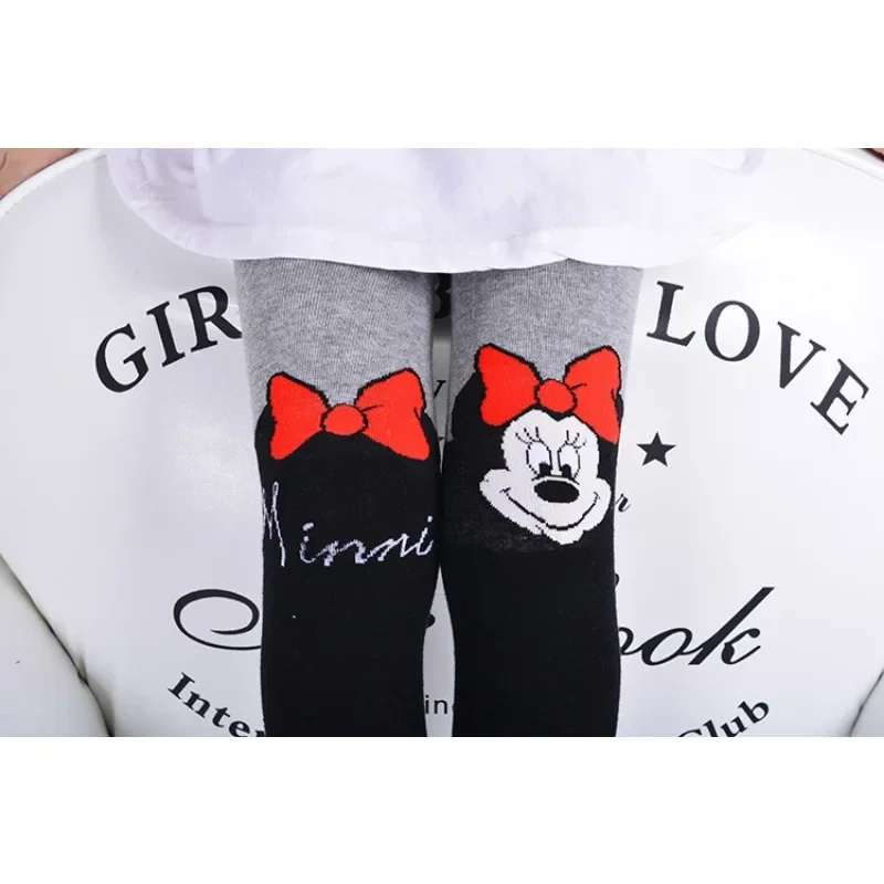 Disney Minnie Mouse Girls Leggings Cotton Autumn Winter Kids Cute Skinny Trousers Children Cartoon Warm Breathable Kawaii Tights