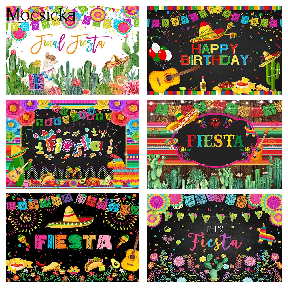 

Fiesta Party Backdrop Mexican Festival Birthday Dessert Table Background Cinco De Mayo Banner Carnival Supplies Photo Booth Prop