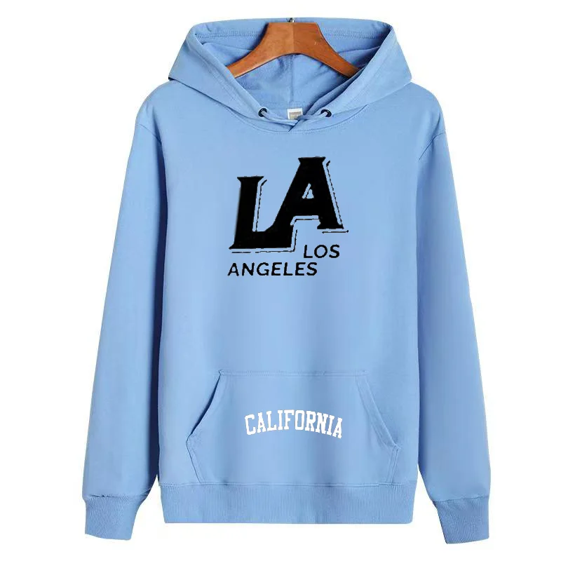 The LA creative letter pattern stylish long-sleeved pullover is suitable for daily casual wear and sporty styling.
