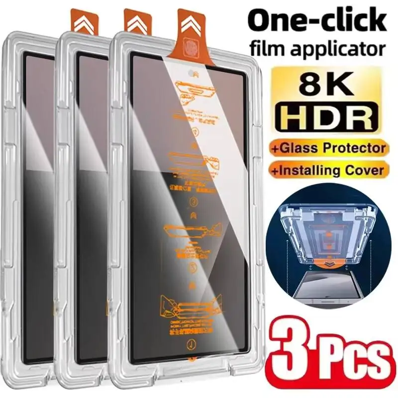 

Dust Free Easy Installation Screen Protector For Samsung S26 Ultra S21 S22 S23 S24 S25 Plus Edge Anti-Spy Tempered Glass