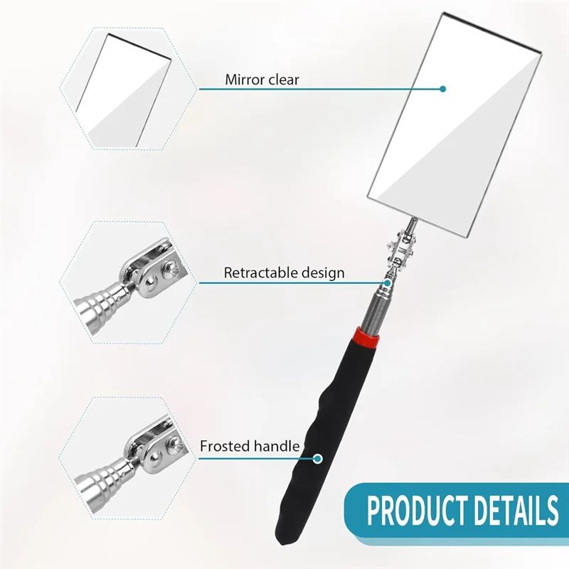 Telescopic Inspection Mirror Mechanic Mirror Inspection Tool For Checking Vehicle, Car, Eyelashes-AA26