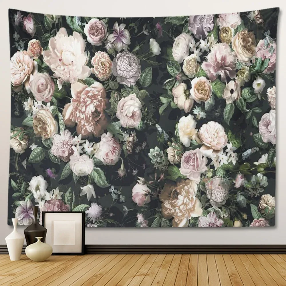 Europe Flower Vintage Tapestry Retro Plant Theme Wall Hanging Bedroom Decorative Wall Tapestry Home Room Living Room Decoration