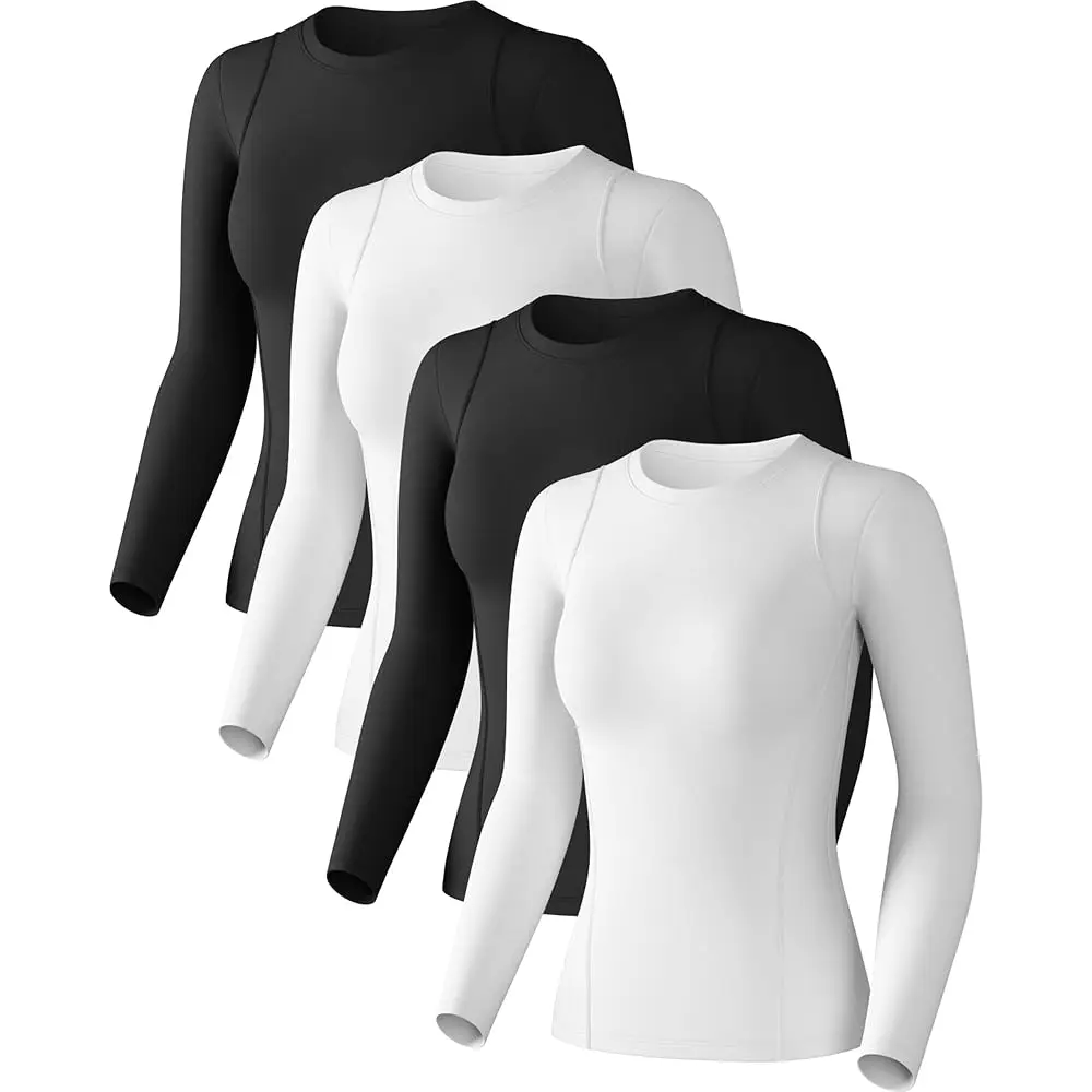 

Women's Compression Shirts Long Sleeve Athletic Workout Tops Cool Dry Underscrubs Sun Protection for Gym Yoga Running