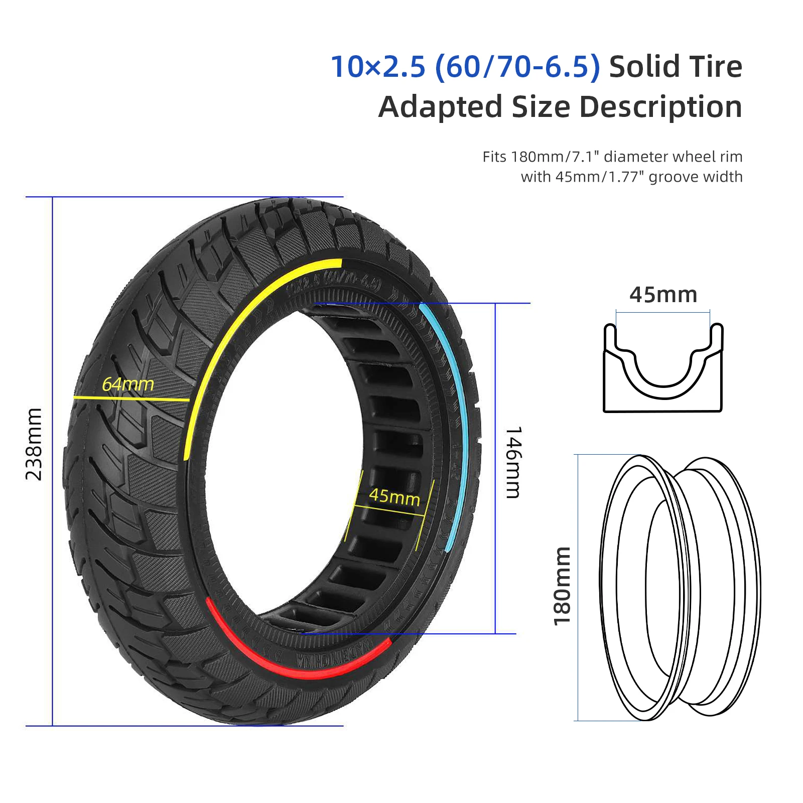 Ulip 10Inch 60/70-6.5 Off-Road Solid Tires 10x2.5 For Ninebot Max G30 G30D G30E Scooter Wear-resistant Puncture-proof Tire Parts