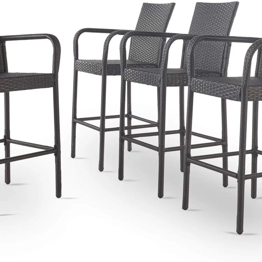 

Set of 4 Grey Outdoor Wicker Bar Stools by Delfina