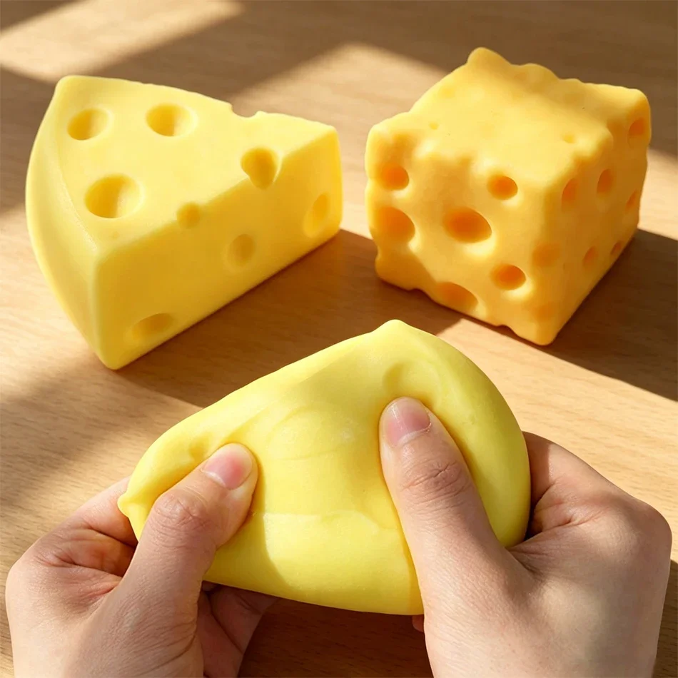 Hot Triangle Cube Cheese Squeeze Toy Simulation Cheese Slow Rebound Shapeable Stress Relief Creativity Decompress Gifts In Stock