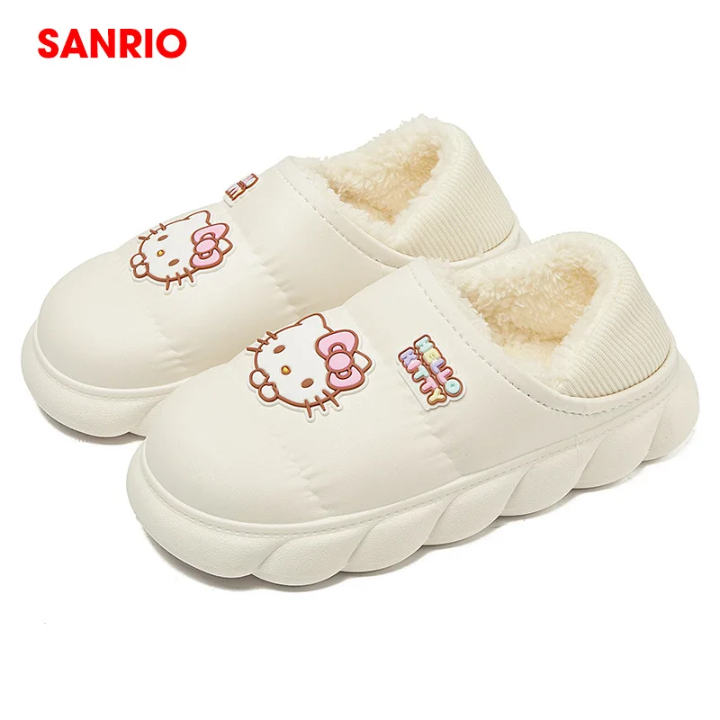 Hello Kitty Y2k Shoes Home Fuzzy Slipper Women Winter Cotton Warm Plush Non Slip Grip Fluffy Plush Mops Kawaii Shoes