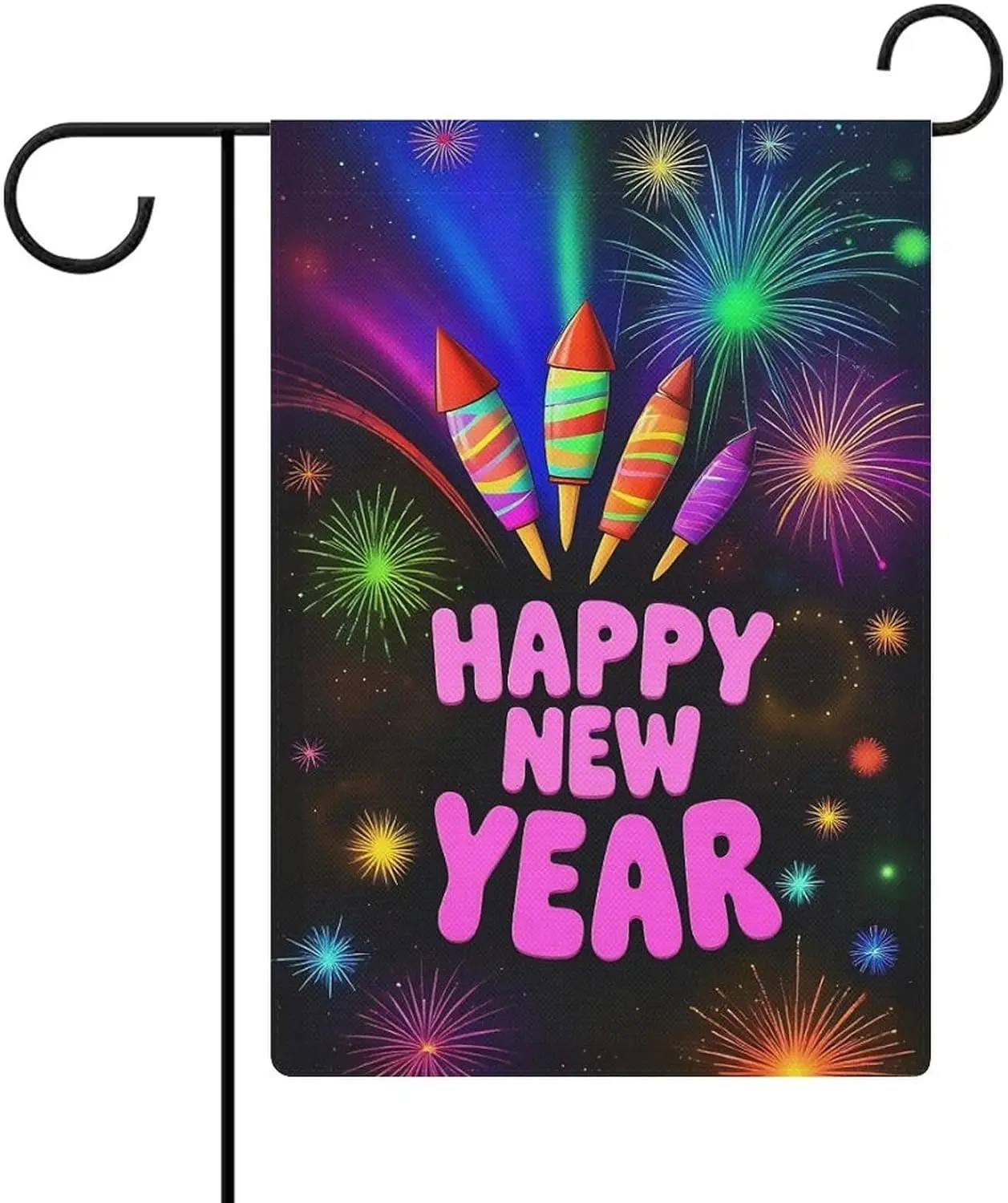 Happy New Year Garden Flag 12x18 Inch Double Sided, Small Yard All Season Outdoor Decoration LLO LLX uui