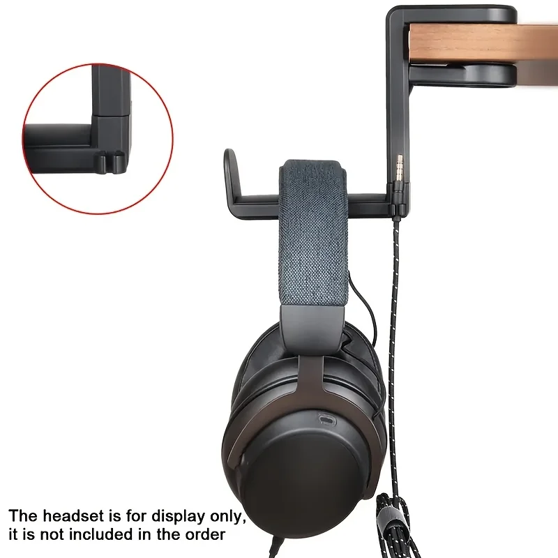 Under-Desk No-Drill Headphone Stand, 360-Degree Swivel Headphone Hanger, Foldable Headphone Holder image 3