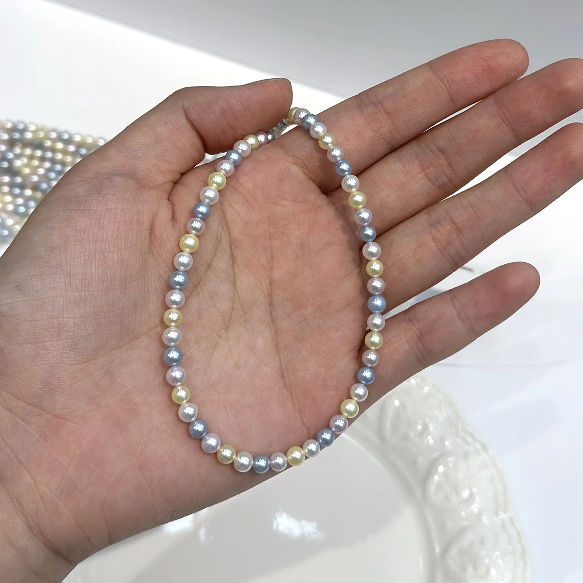 AAAA 4-5mm Macaron-Colored Beads DIY Pearl Necklace 100% Natural Freshwater Pearls Jewelry-Making DIY Supplies Accessories 36cm