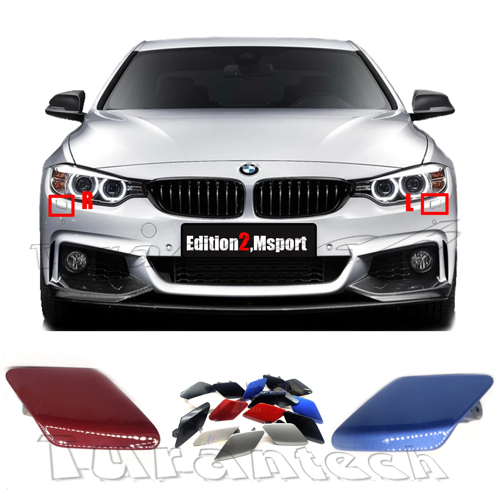 Headlight Washer Cover for 14-21 BMW4 M-Sport F32 Coupe F33 Convertible F36 428i 430i 435i 425d 430d Headlamp Spray Nozzle