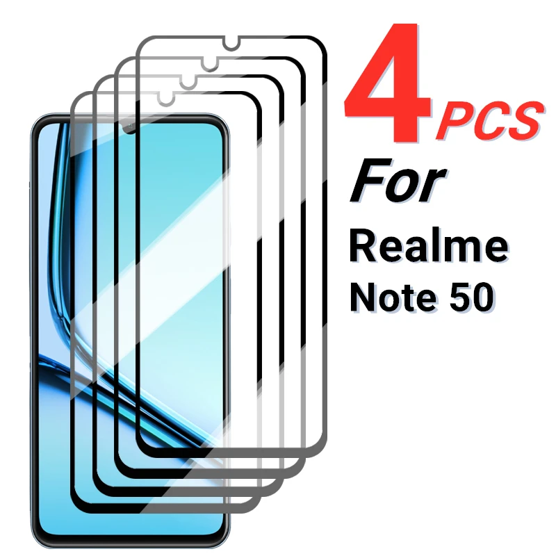 

2/4PCS Tempered Glass For Realme Note 50 Screen Protector Realme Note 50 4G Full Glue Glass Protector Film For Realme Note 50